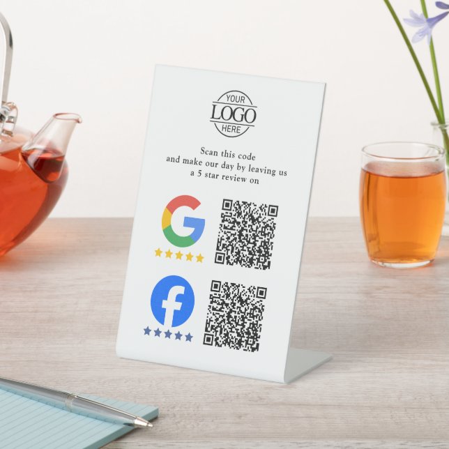 Simple Business Google & Facebook Reviews QR Code Pedestal Sign (In SItu)