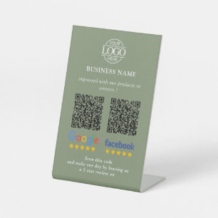 Simple Business Google & Facebook Reviews QR Code Pedestal Sign