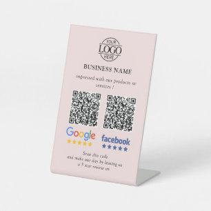 Simple Business Google & Facebook Reviews QR Code Pedestal Sign