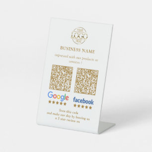Simple Business Google & Facebook Reviews QR Code Pedestal Sign