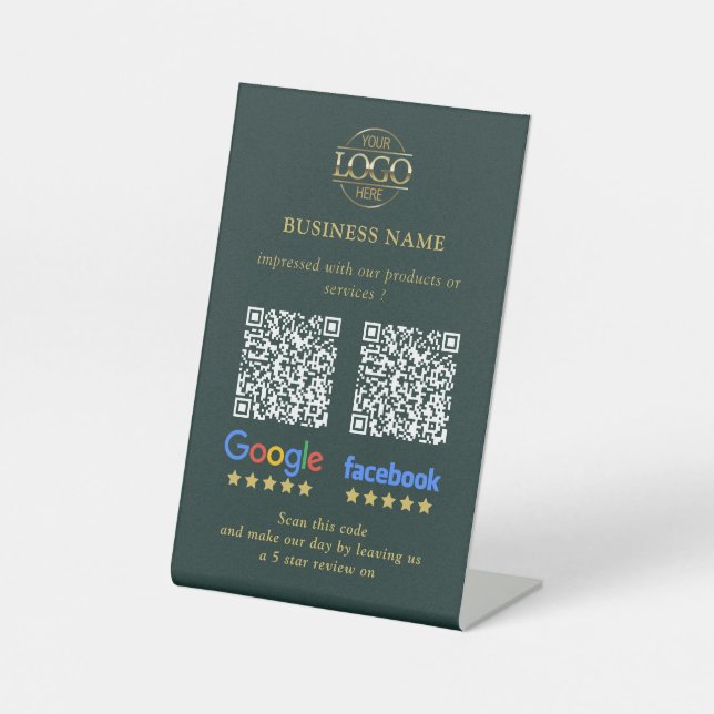 Simple Business Google & Facebook Reviews QR Code Pedestal Sign (Front)