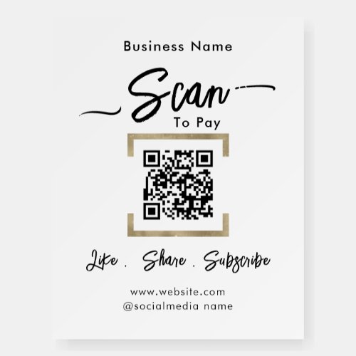 Simple Business Guest Scan to Pay Pedestal Sign