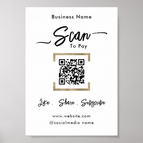 Simple Business Guest Scan to Pay Pedestal Sign