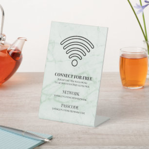 Simple Business Guest Wifi Password and Network Pedestal Sign