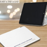 Simple Business iPad Case<br><div class="desc">Elevate your business image with this sleek and customizable iPad case, perfect for professionals looking to showcase their brand. Designed in clean white with timeless navy blue and gold accents, this case offers a modern, minimalist look while featuring space for your company name, website, and contact information. Ideal for corporate...</div>