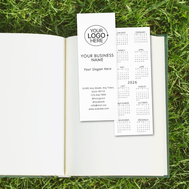 Simple Business Logo 2026 Full Year Calendar  Bookmarks (Simple Business Logo 2026 Full Year Calendar Bookmarks)