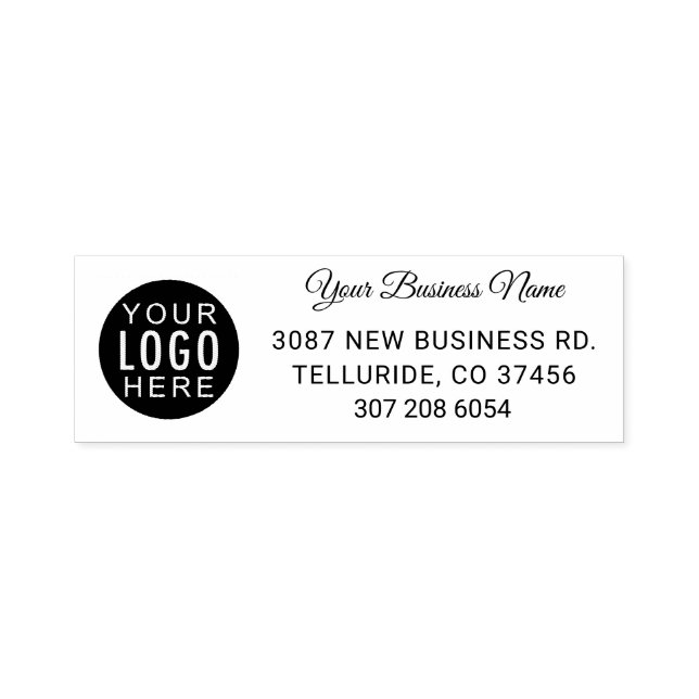 Simple Business Logo and Address Self-inking Stamp (Design)