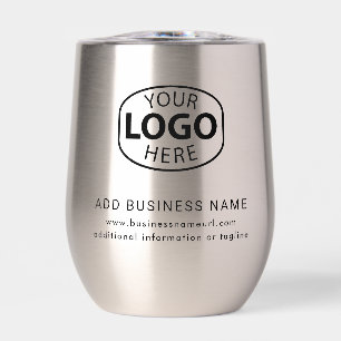 Simple Business Logo and QR Code Corporate Promo Thermal Wine Tumbler
