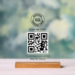 Simple Business Logo and QR Code Custom Acrylic Sign