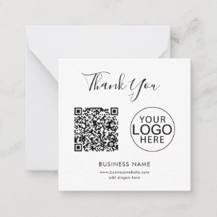 Simple Business Logo and QR Code Custom Thank You Note Card
