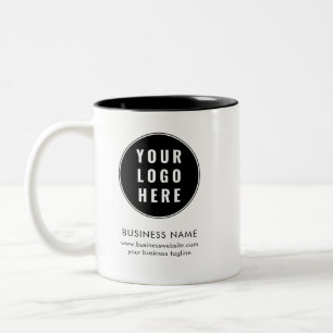 Simple Business Logo and Tagline Promotional Swag Two-Tone Coffee Mug