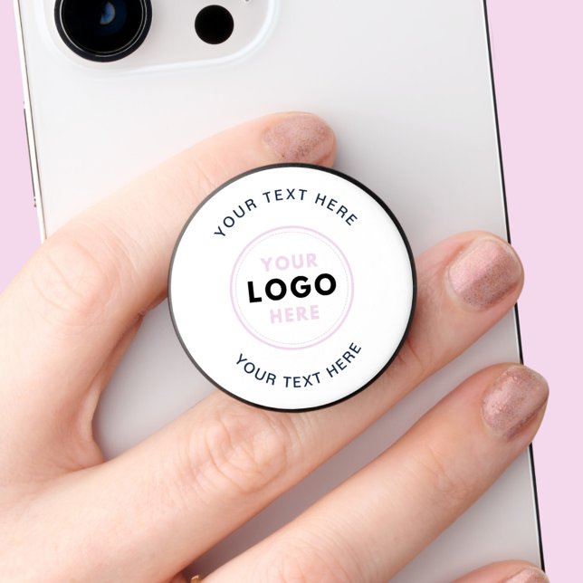 Simple Business Logo and text PopSocket (Simple and modern, business logo pop socket. Customize with your own logo and choice of text. )