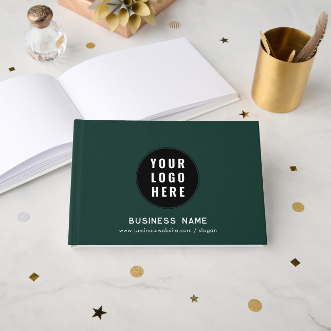Simple Business Logo and Website Corporate Custom Guest Book (Front Open)