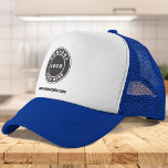Simple Business Logo and Website Employees Custom Trucker Hat<br><div class="desc">Add your company logo and brand identity to this trucker hat as well as your website address or slogan by clicking the "Personalize" button above. These brand-able trucker hats can advertise your business as employees wear them and double as a corporate swag. Available in other colors and sizes. No minimum...</div>