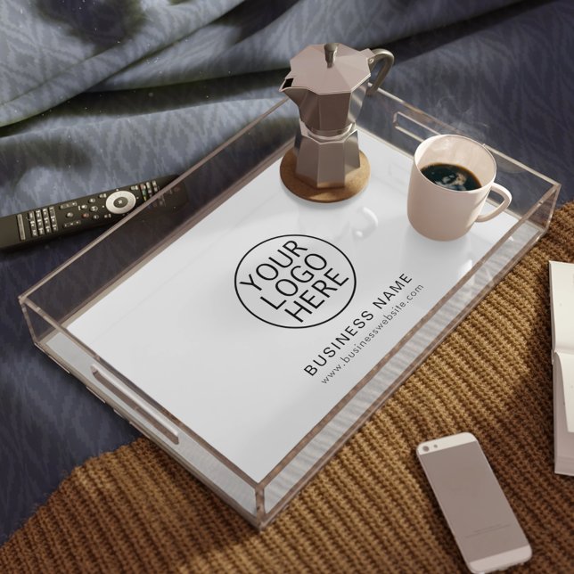 Simple Business Logo and Website Modern Custom Acrylic Tray (Simple Business Logo and Website Modern Custom Acrylic Tray)
