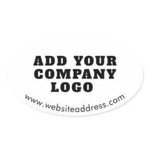 Simple Business Logo and Website Modern Custom Oval Sticker