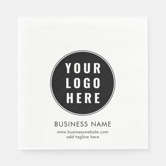 Simple Business Logo and Website Promotional Paper Napkins (Front)