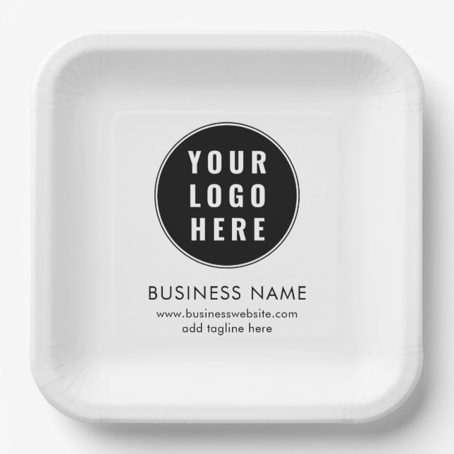 Simple Business Logo and Website Promotional Paper Plates (Front)