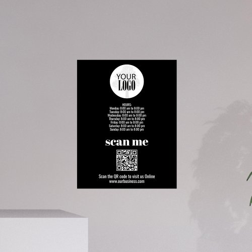 Simple Business Logo Black and White QR Code Photo Print