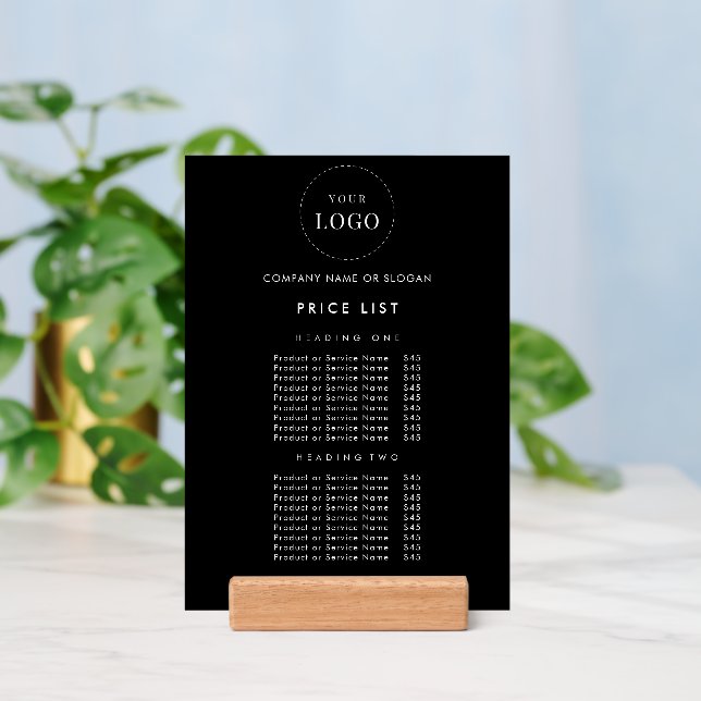 Simple Business Logo Black & White Price List Holder (Insitu 3)