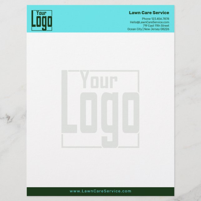 Simple Business Logo Blue & Dark Green Letterhead (Front)