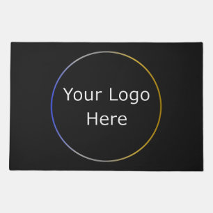 Simple Business Logo Blue Gold Silver Border Black Doormat