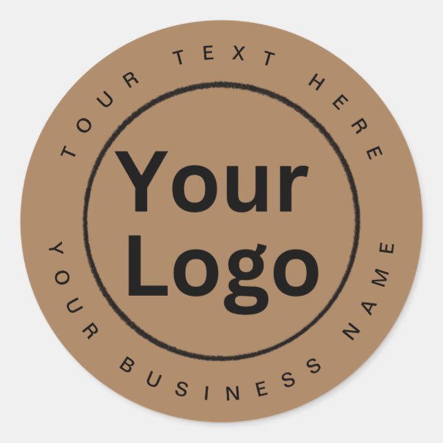 Simple Business Logo brown Classic Round Sticker (Front)