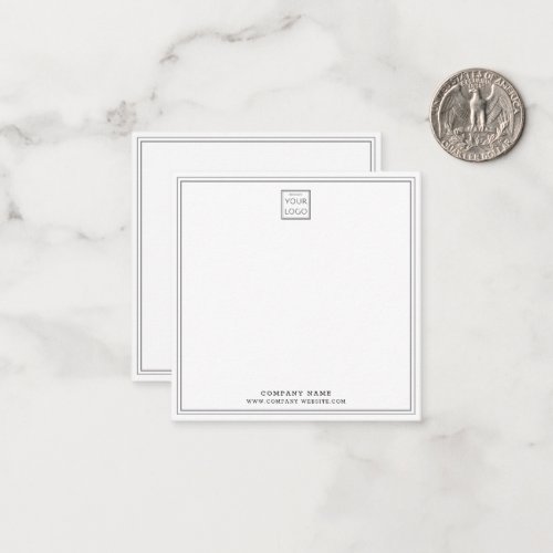 Simple Business Logo Company Gray Double Border Note Card