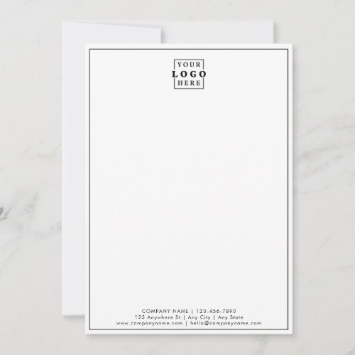 Simple Business Logo Company Name Branded Photo Note Card