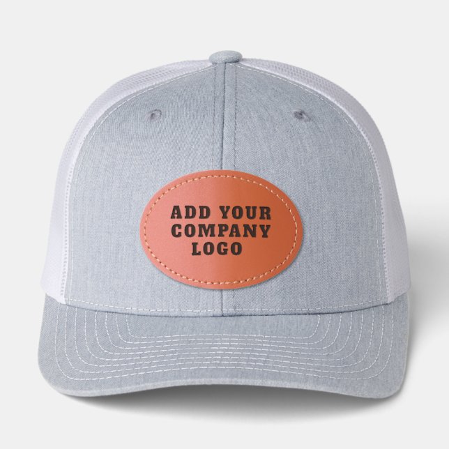 Simple Business Logo Company Promotional Swag Leather Patch Hat (Front)