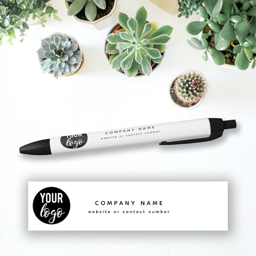 Simple Business Logo Company Text Contact Details Black Ink Pen