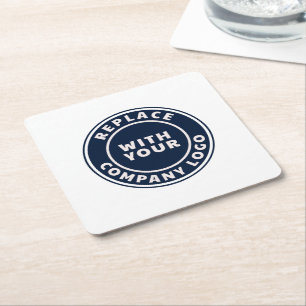 Simple Business Logo Corporate Employees Custom Square Paper Coaster