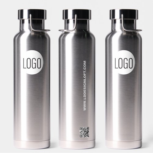 Simple Business logo Custom QR code website  Water Bottle