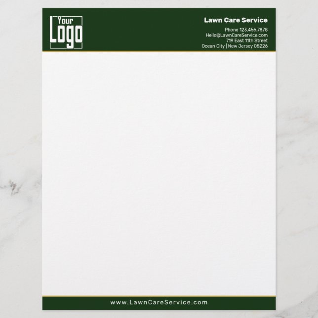 Simple Business Logo Dark Green Letterhead (Front)