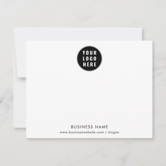 Simple Business Logo Employees Custom Note Card (Front)