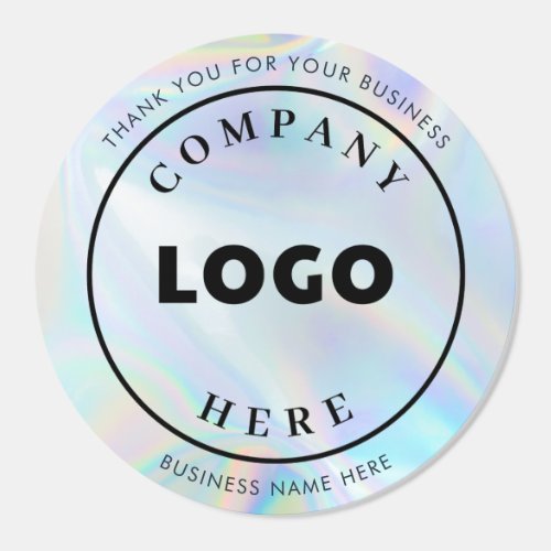 Simple Business Logo Holographic Corporate Custom Classic Round Sticker