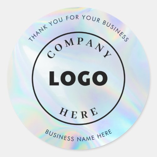 Simple Business Logo Holographic Custom Classic Round Sticker