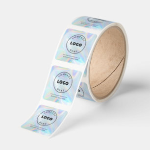 Simple Business Logo Holographic Modern Custom Square Sticker