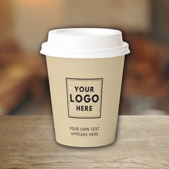 Simple Business Logo Kraft Paper Professional Cups (Professional business logo coffee cup perfect for takeaway drinks in cafe or restaurant.  )
