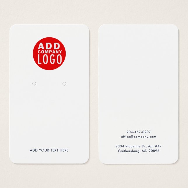 Simple Business Logo Modern Earrings Display Card (Front & Back)