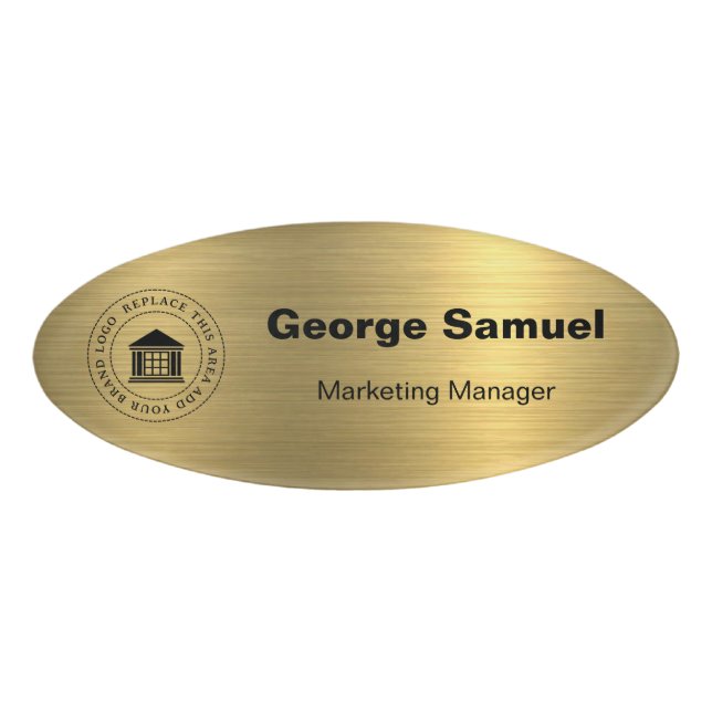 Simple Business Logo | Name | Designation Name Tag (Front)
