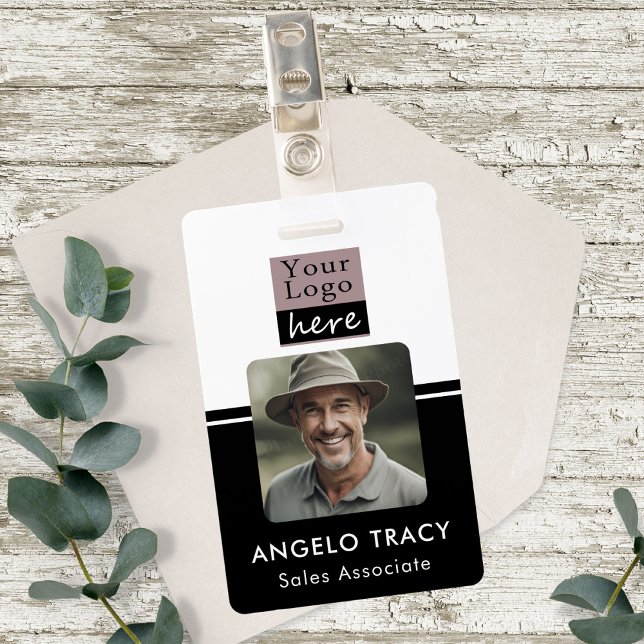 Simple Business Logo Photo Name Badge (Creator Uploaded)