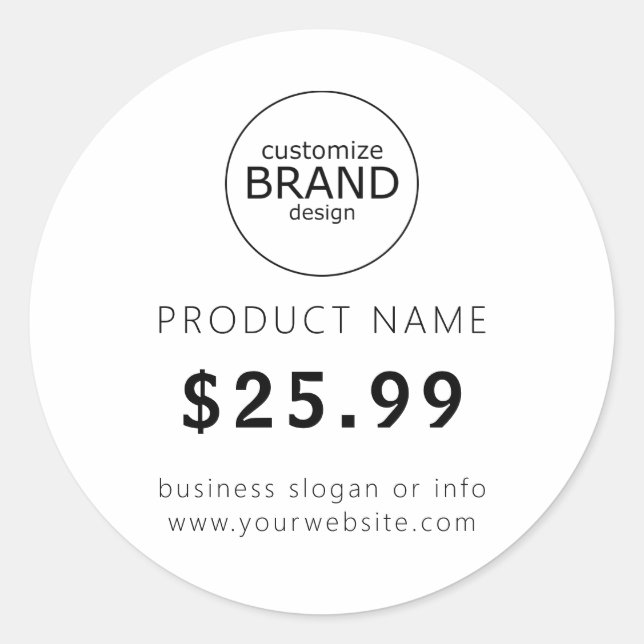 Simple Business Logo Price Tag Sticker (Front)