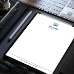 Simple Business Logo Professional Blue Letterhead<br><div class="desc">Create a polished and professional look for your business with this Modern Business Logo Letterhead. Featuring a simple minimalist design in blue and white, this stationery is perfect for small businesses, corporate offices, or professionals seeking a clean and minimal aesthetic. Customize with your company name, logo, title, and address to...</div>