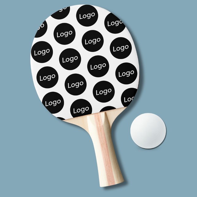 Simple Business Logo Promotional Ping Pong Paddle (White logo ping pong paddle; ideal for professional small business promotional marketing merchandise)