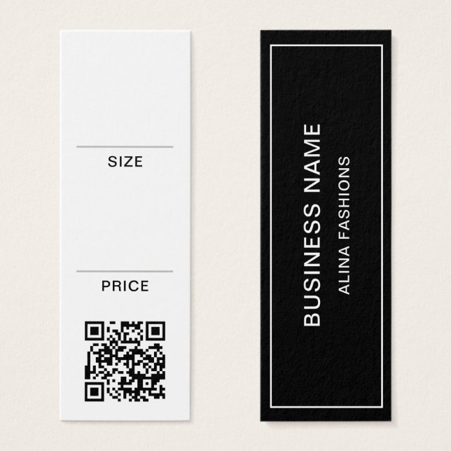 Simple Business Logo QR Code display Price Tag (Front & Back)