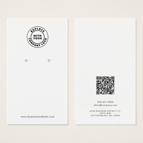 Simple Business Logo QR Code Earrings Display Card