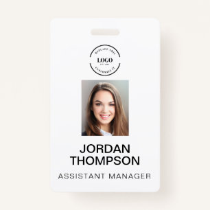 Simple Business Logo QR code Employee photo Badge