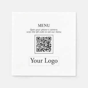 Simple Business Logo & QR code Menu Napkins