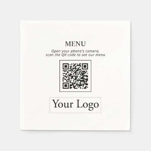 Simple Business Logo  QR code Menu Napkins